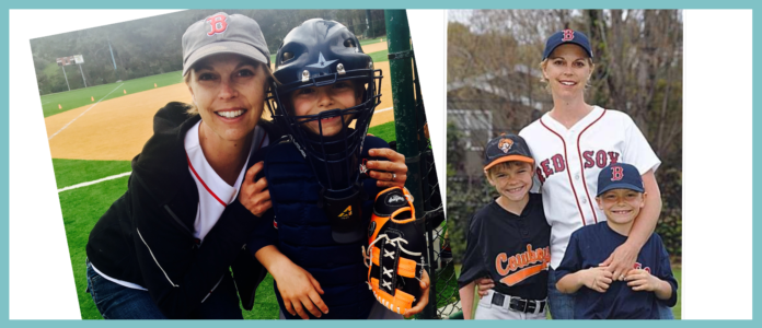 Wendy coaching her son's baseball team